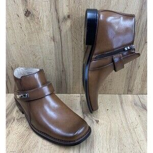 Majestic Collection Leather Zipper Ankle Boots Shoes Mens Size 9.5 Brown 38901